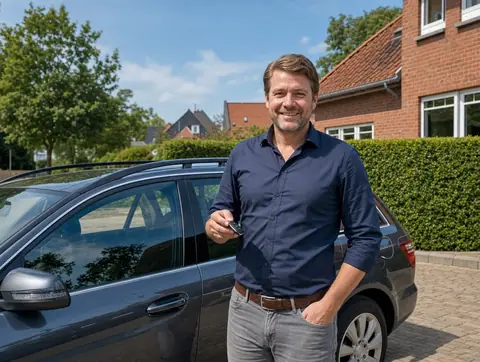 Verkäufer aus Herford mit dem verkauften Fahrzeug